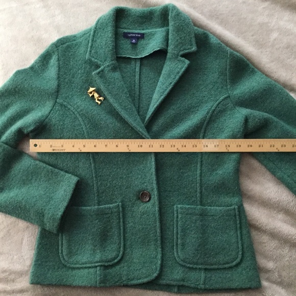 🌲 LANDS' END Spruce Tailored WOOL  Cardigan EUC Sz 14 VNUC 🌲 Pockets 😉 - Picture 2 of 16
